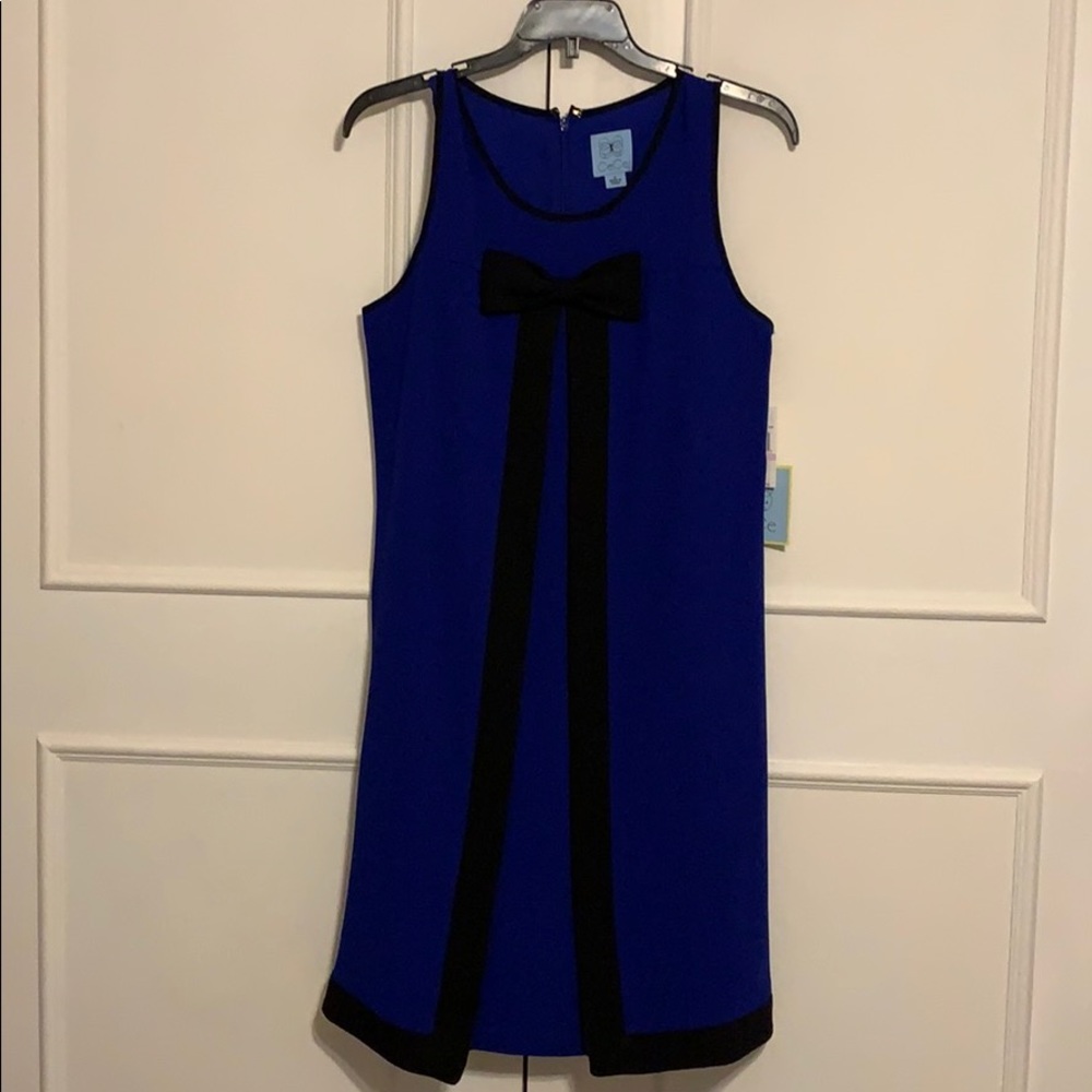 CeCe blue and black bow dress size 6 NWT